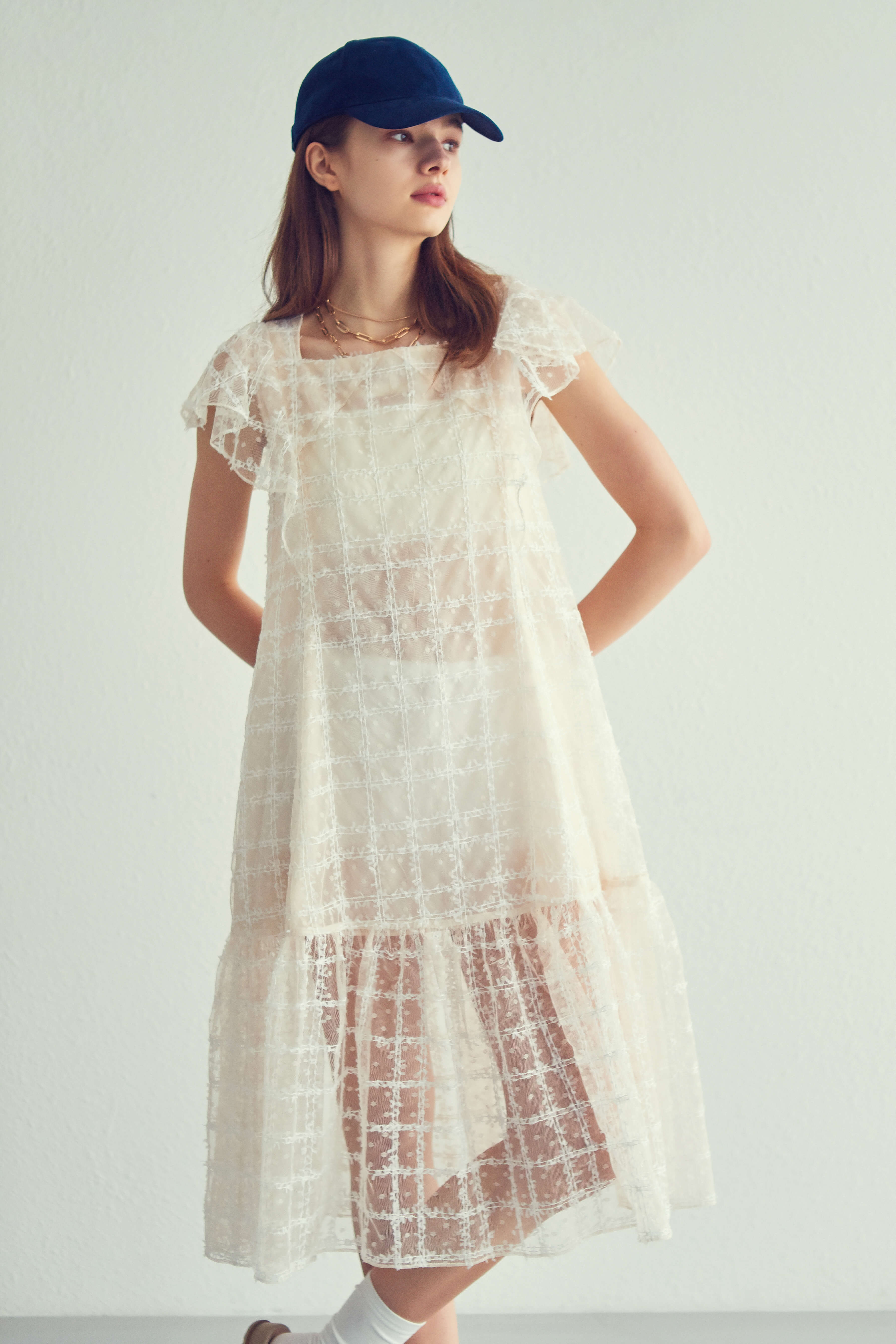 [3차 리오더] SOLD OUT | Fairy Lace Sheer Frill Panel Dress