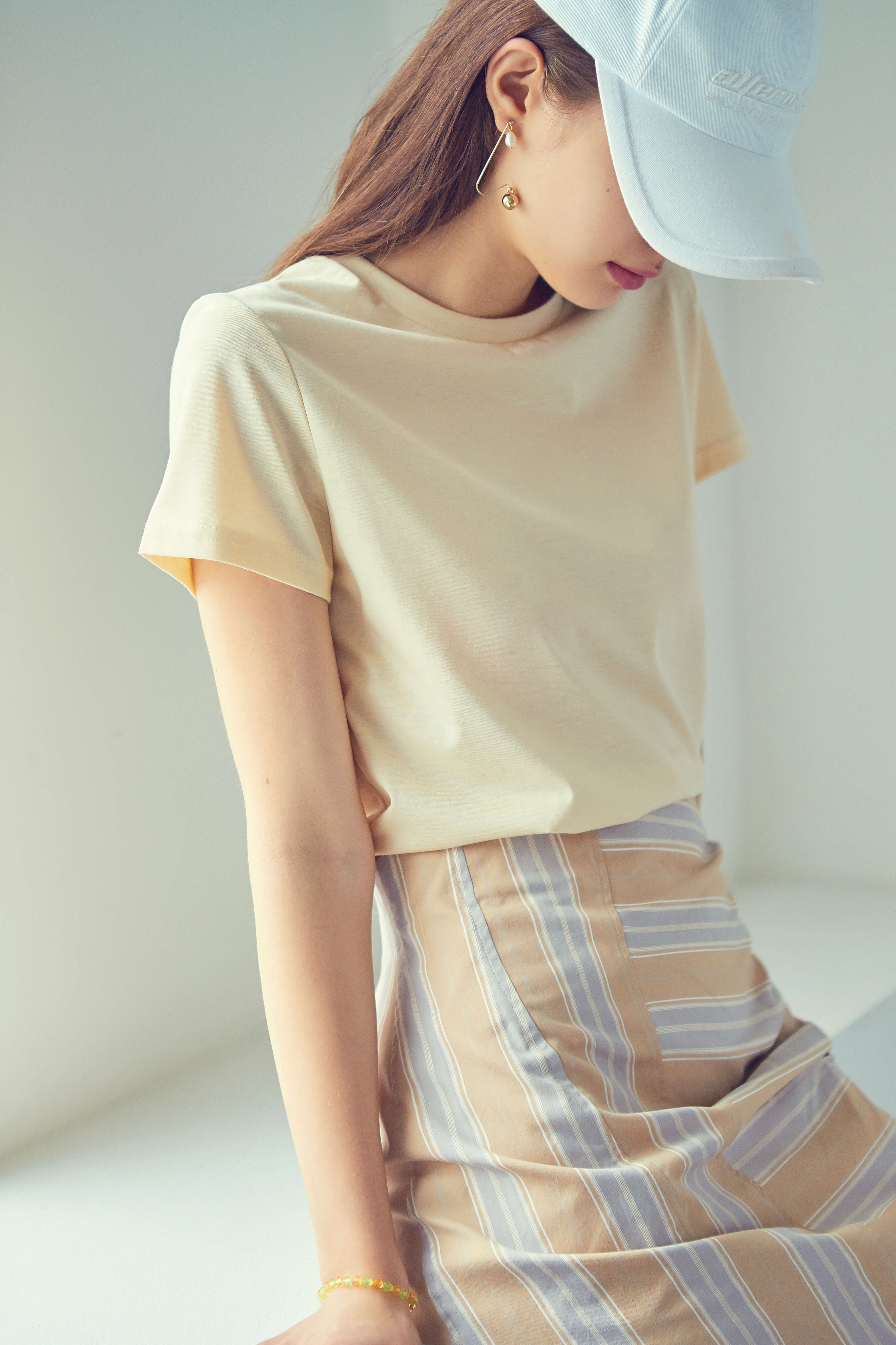 Psyche Silket Cotton Short Sleeve Tshirt_Cream (품절)